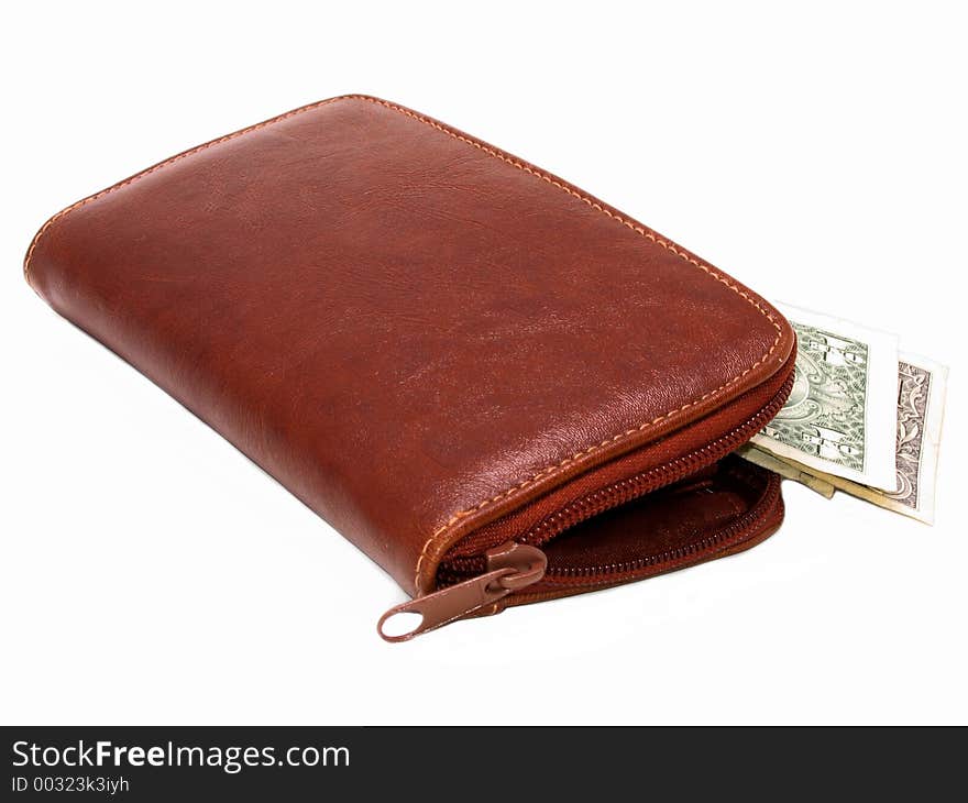 Leather wallet with money