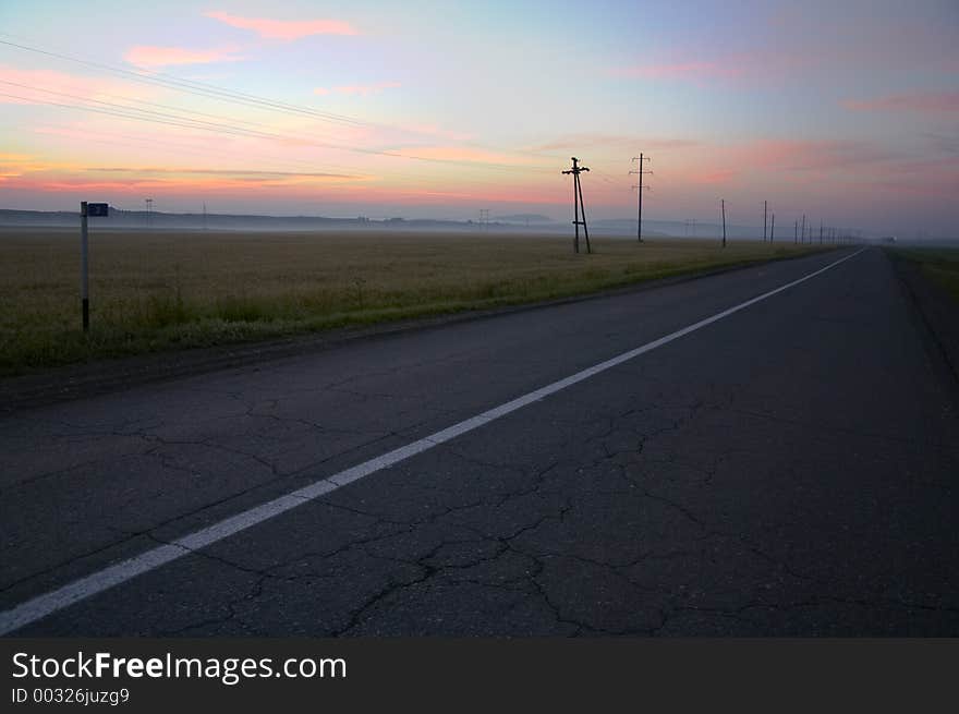 Road in sunrise