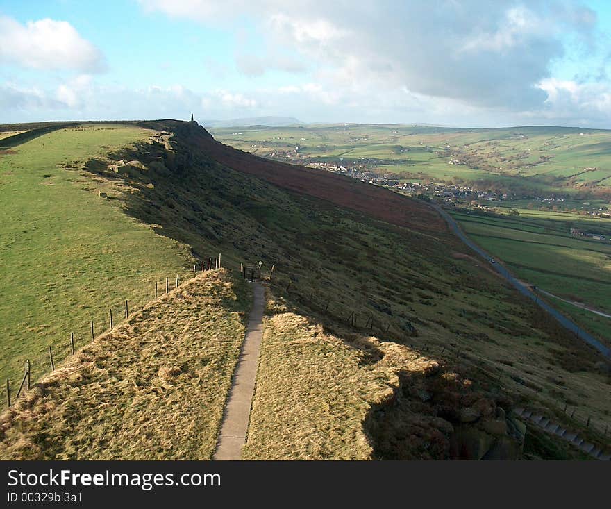 Salt and pepper pots - two towers on crag in yorkshire, England, Pennine Way