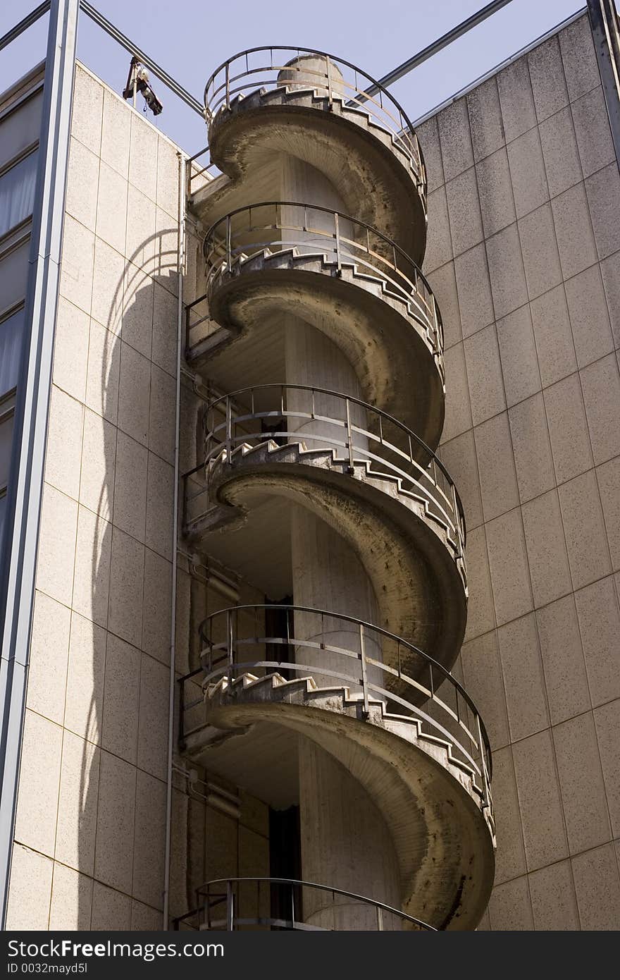 Spiral Staircase on the outside of a building in Florence, Italy