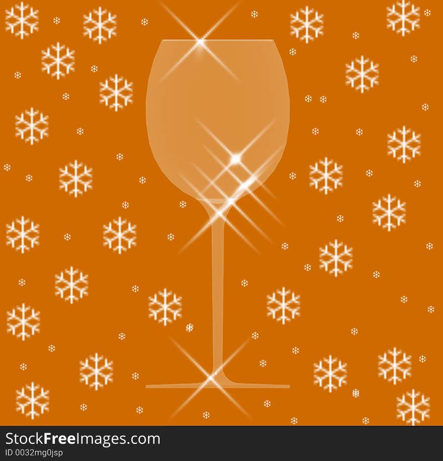 Glass of wine against the backdrop of falling snow