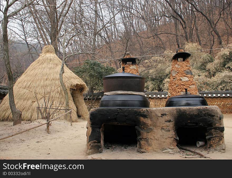 Traditional Korean outdoor ovens at Suwon Folk Village, South Korea. Traditional Korean outdoor ovens at Suwon Folk Village, South Korea