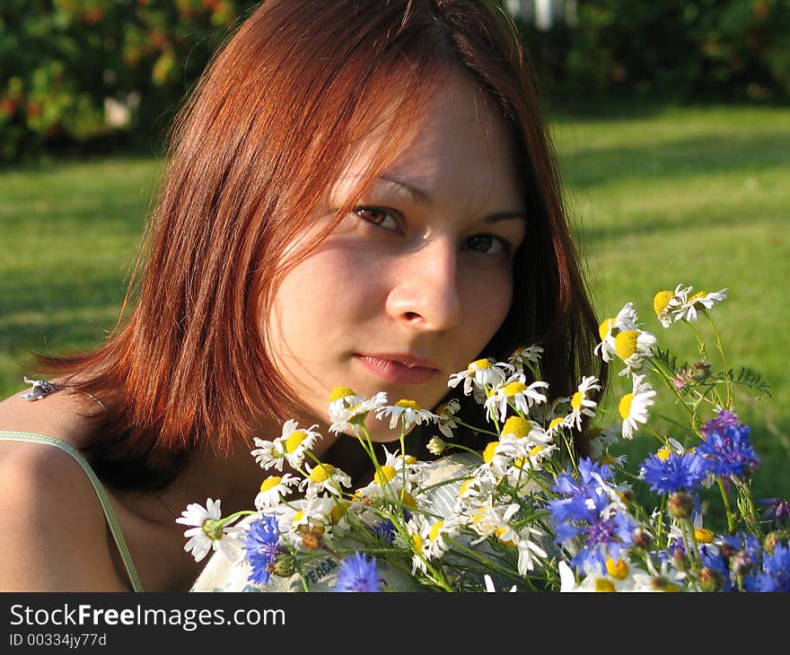 Girl with flowers