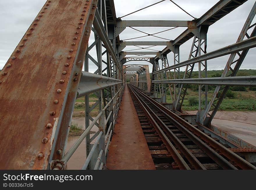 Old rusty train bridge