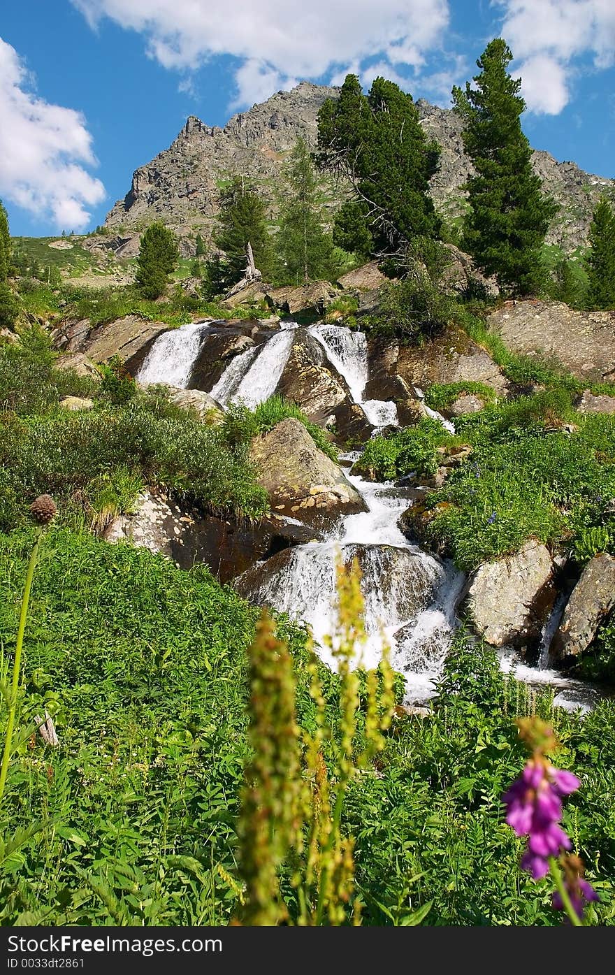 Small waterfall from altay. Small waterfall from altay