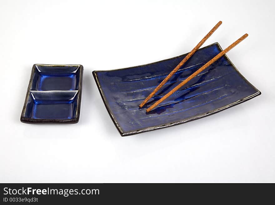 A sushi set with bamboo chopsticks