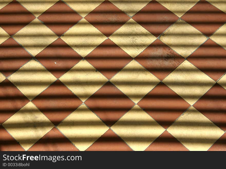 Tiled flooring in an old train station