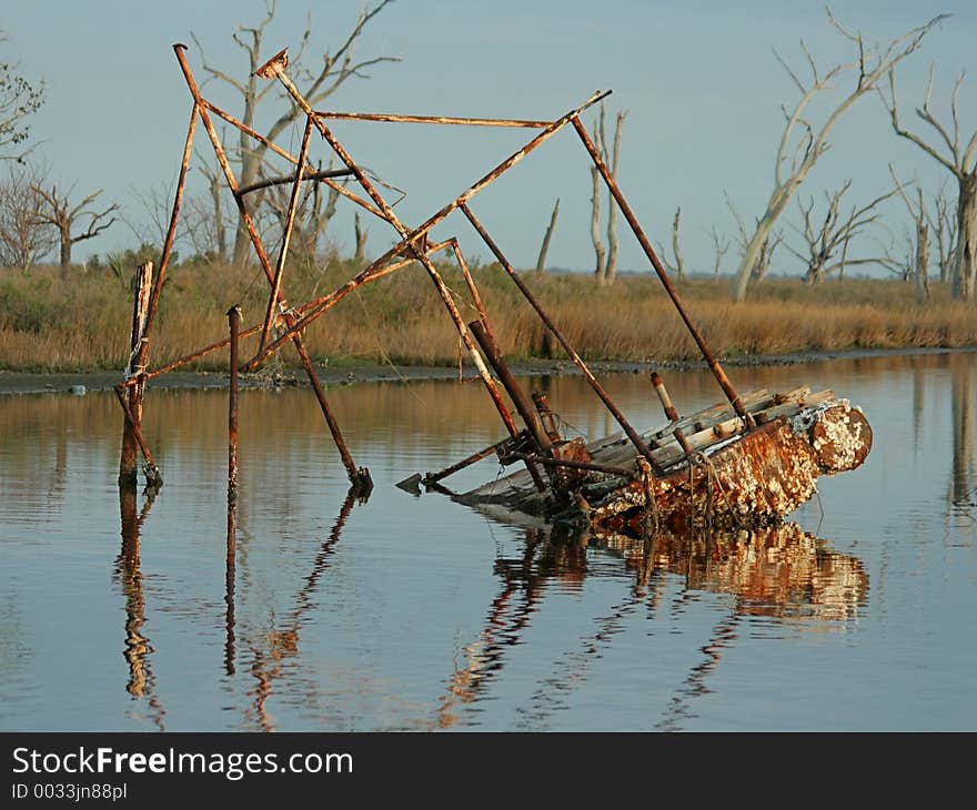 Sunken shrimp boat