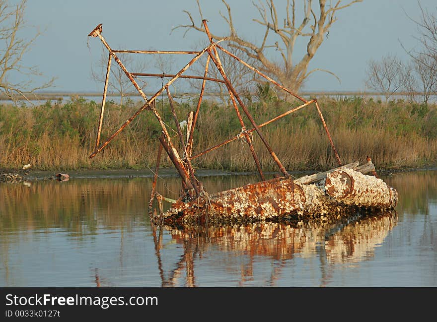 Sunken shrimp boat