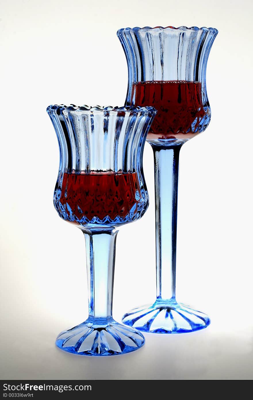 Two Blue Wine Glasses