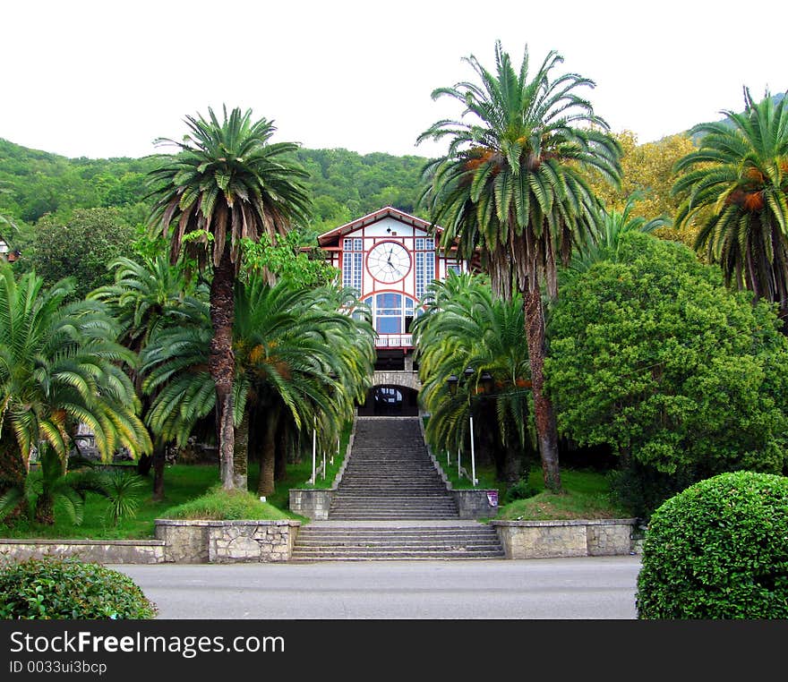 Antique restaurant front at south resort (Gagra, Abkhazia)