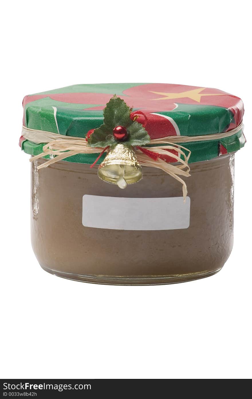 Caramel pot with christmas decoration and label