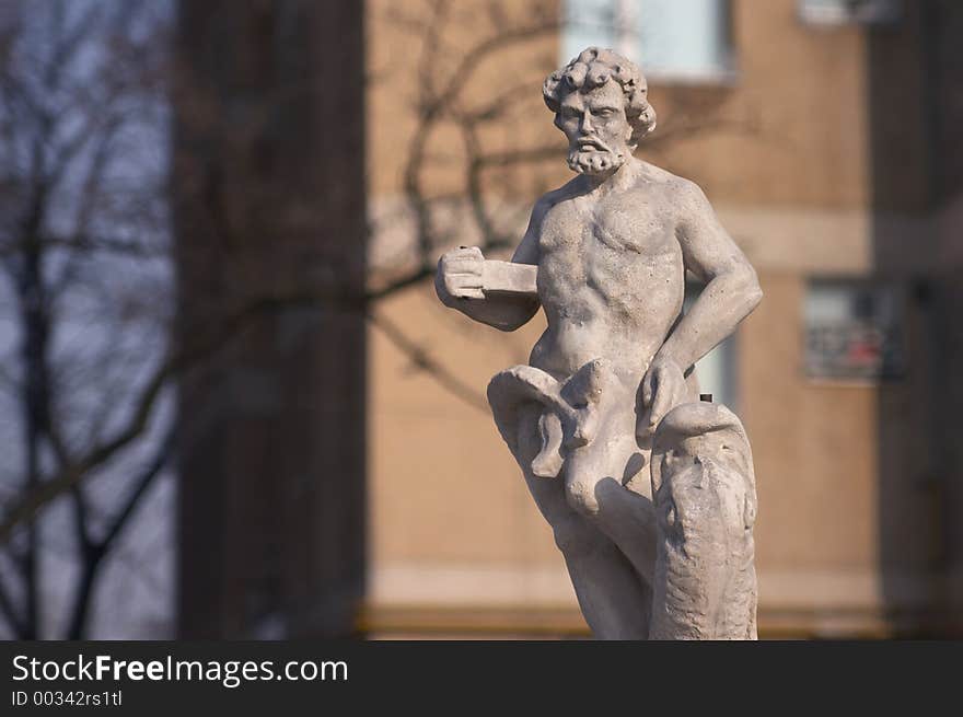 Man Sculpture Detail Landscape