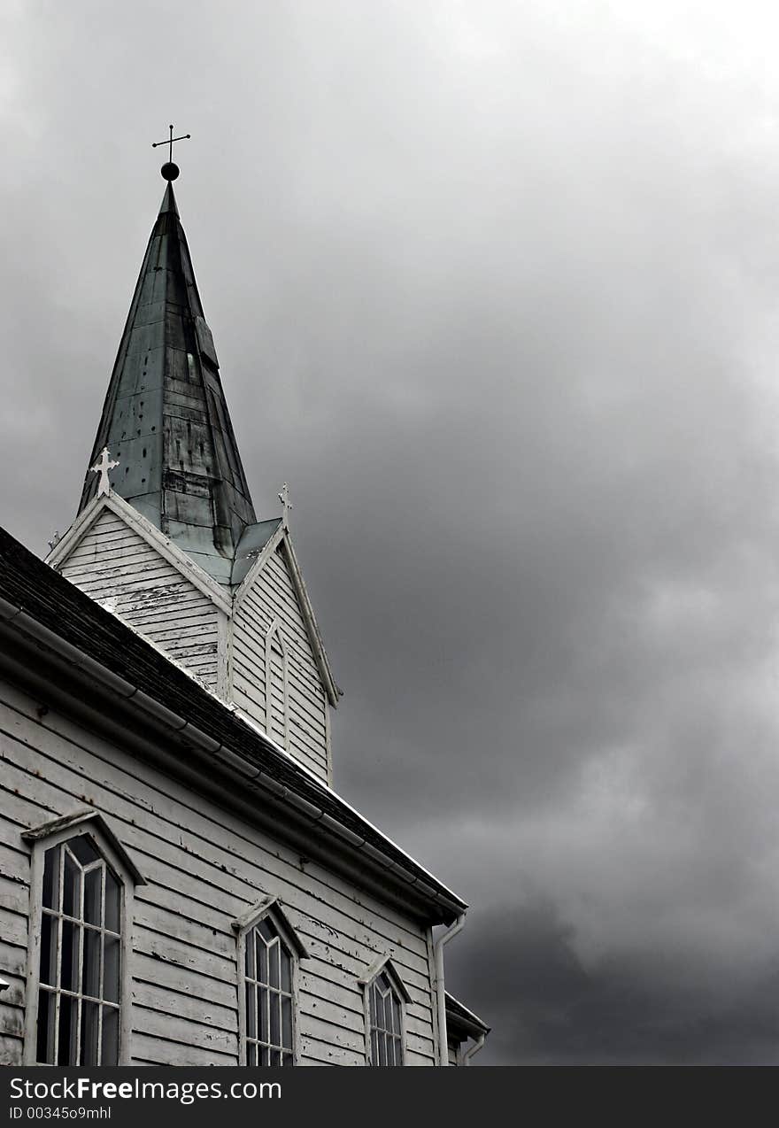 Church in Norway, black and white