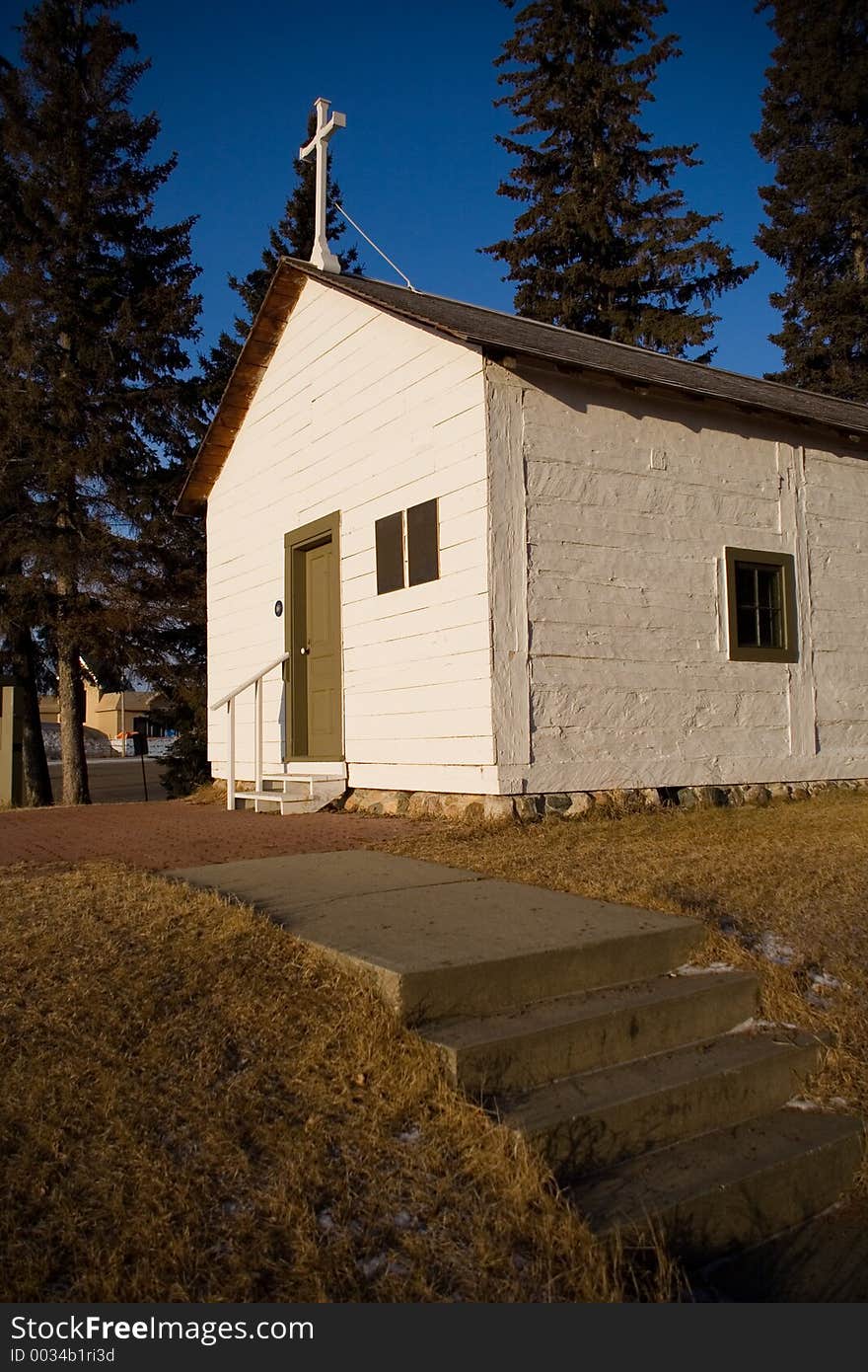 Father Lacombe Chapel in St. Albert, Alberta, Canada.