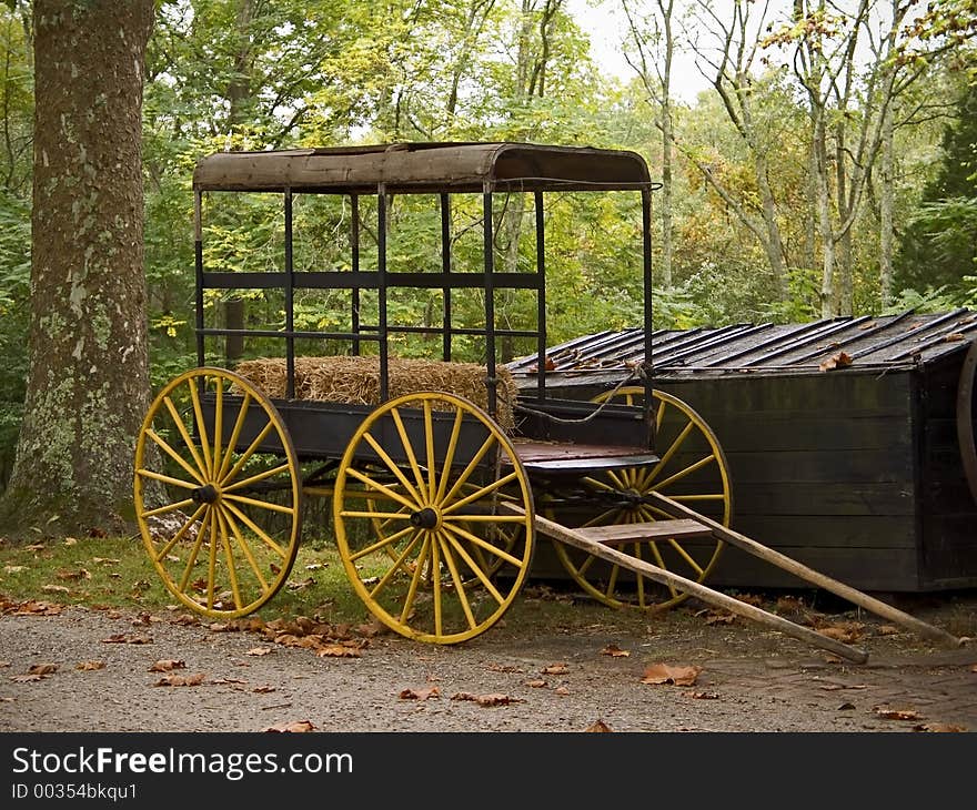 This is a shot of an antique wagon. This is a shot of an antique wagon.