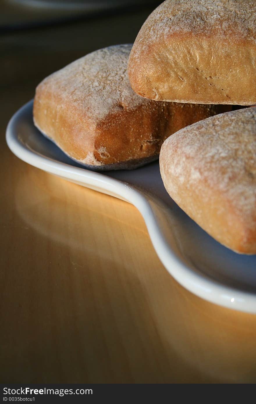 Buns on a white plate