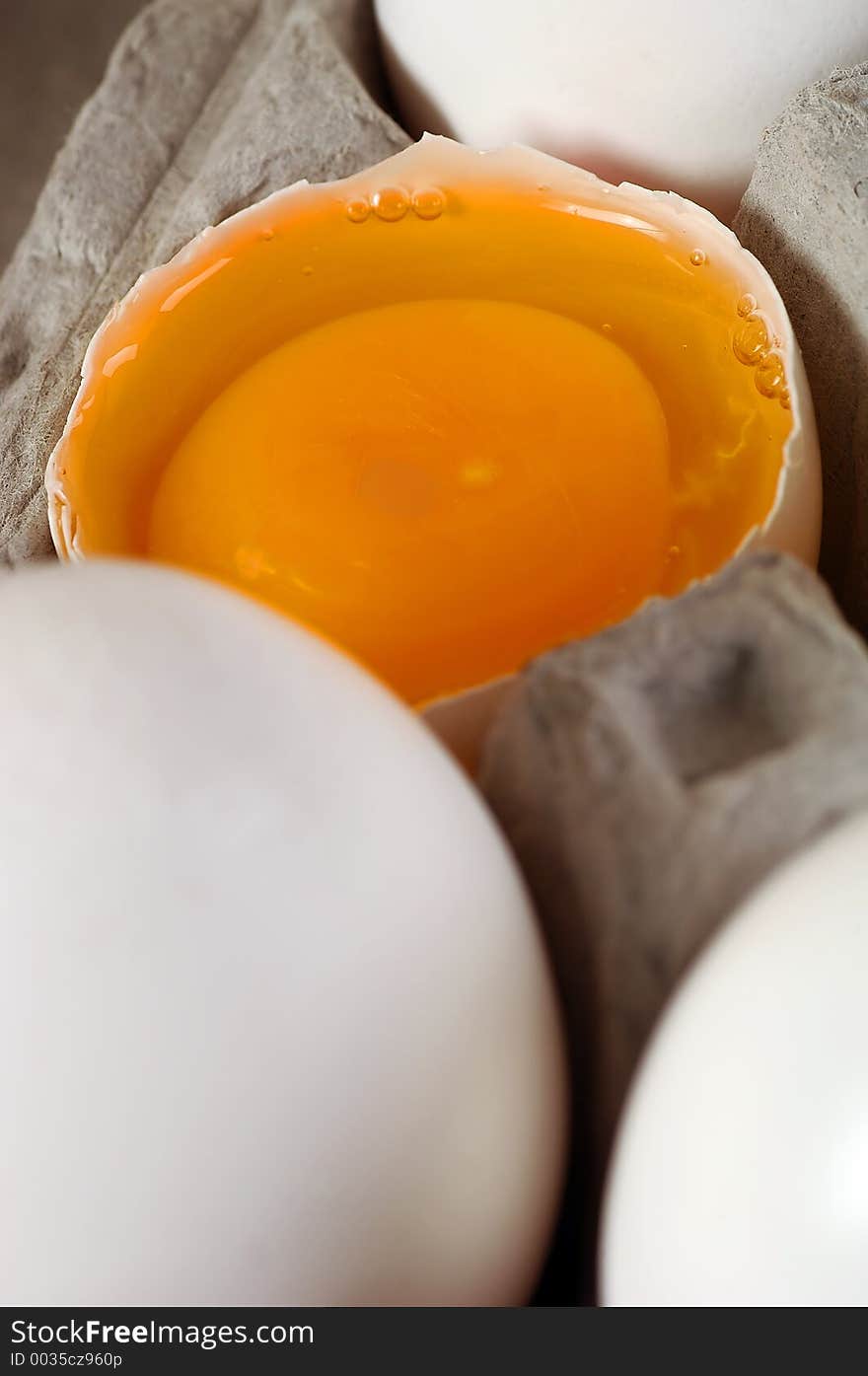 Open egg In Carton. Open egg In Carton