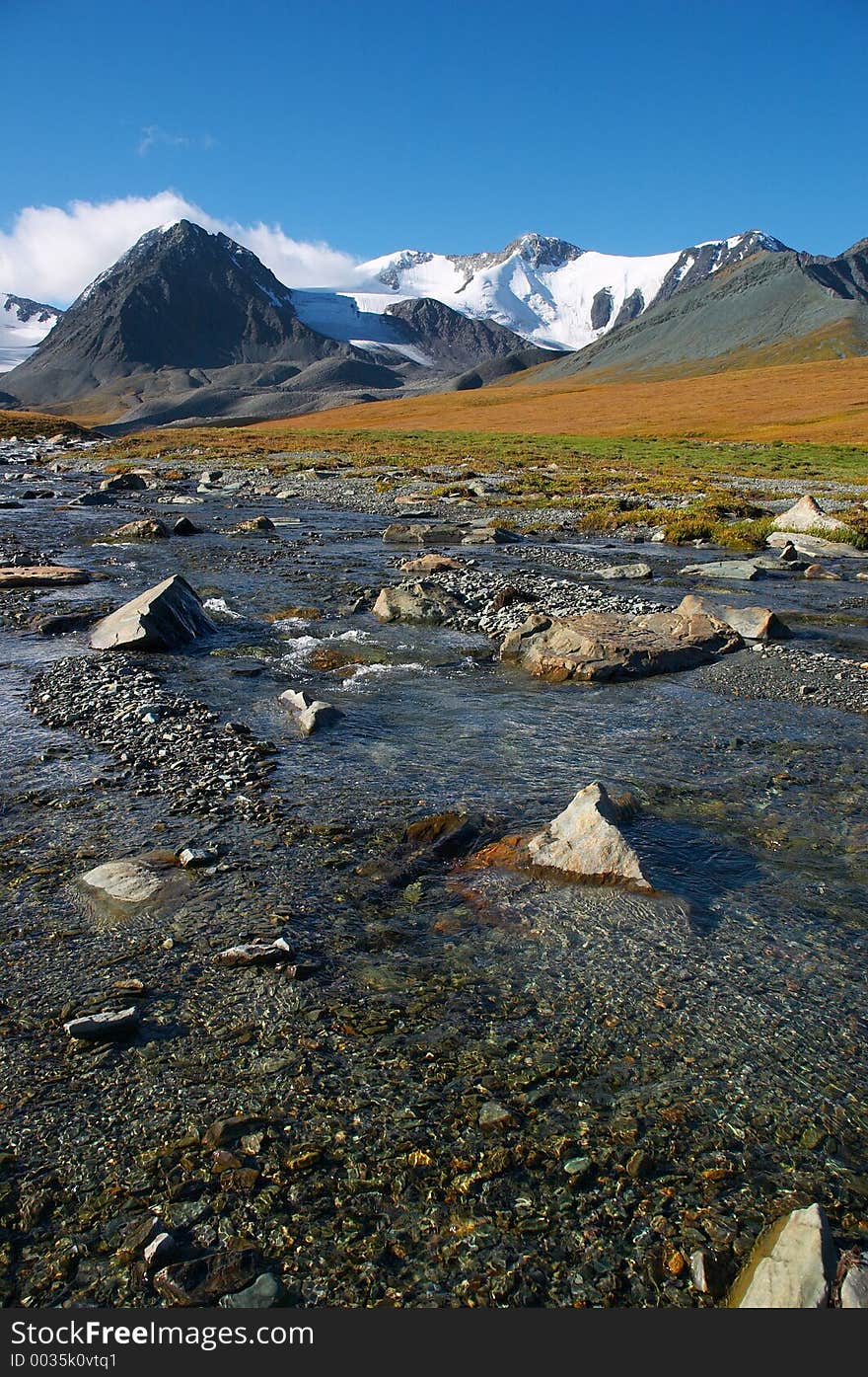 Clear river and mountains, Altay. Clear river and mountains, Altay