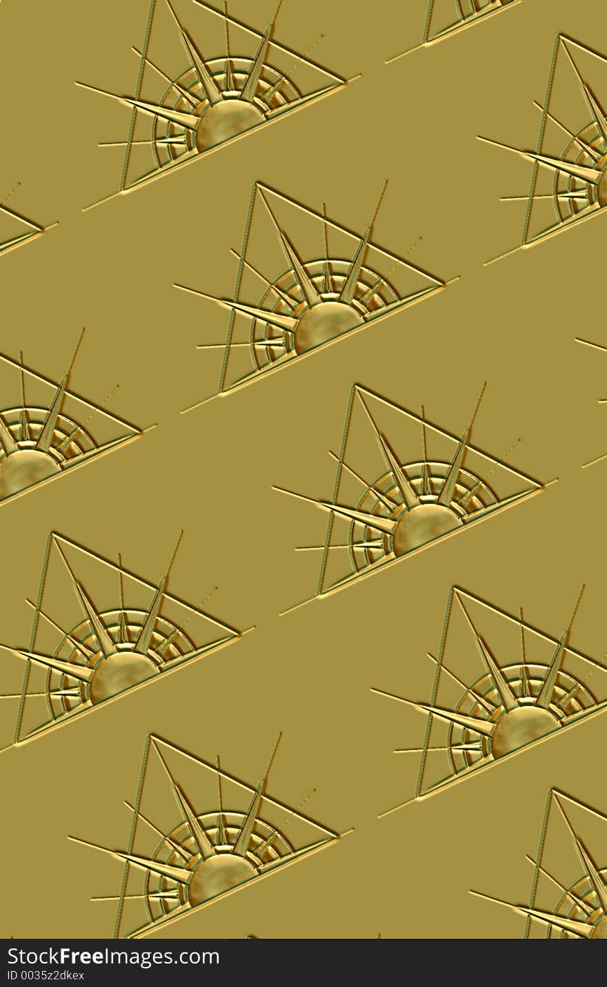 Gold metal background with 3-D sun pattern etched into it. Gold metal background with 3-D sun pattern etched into it