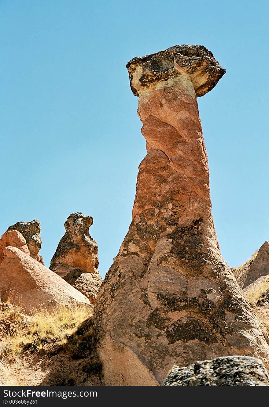 Strange stone formations, Cappadocia, Turkey