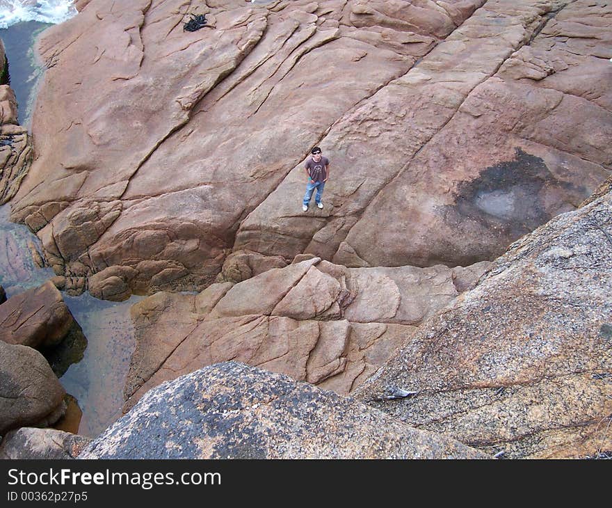 Boy on rocks