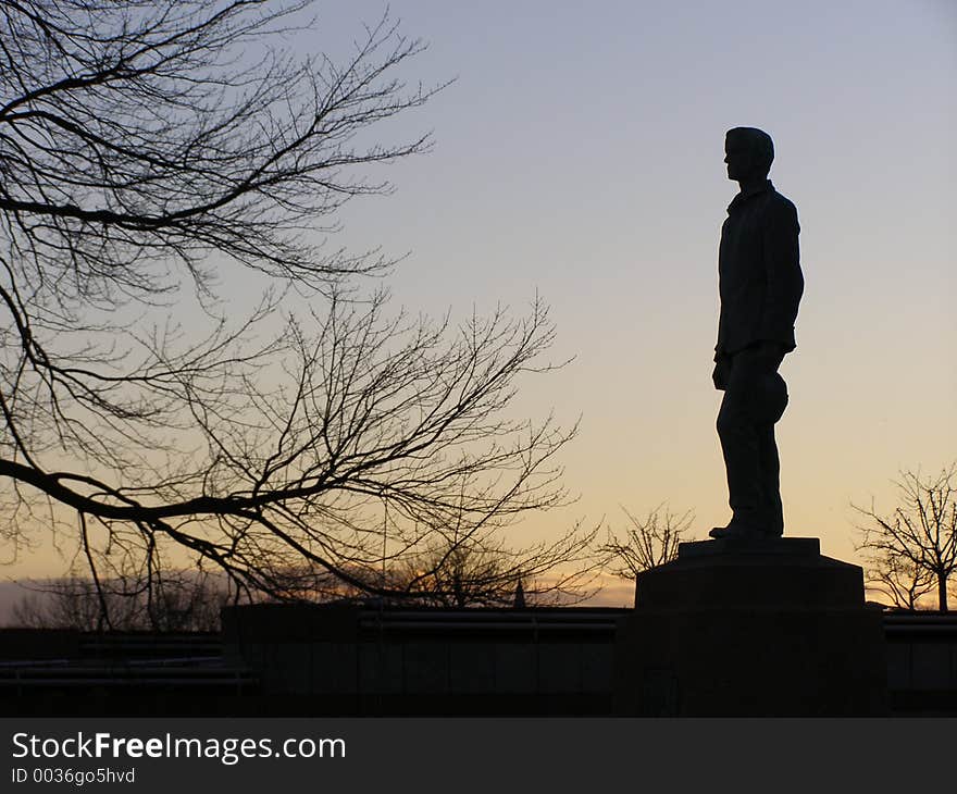 Statue overlooking State Capitol grounds in Hartford, Connecticut. Statue overlooking State Capitol grounds in Hartford, Connecticut