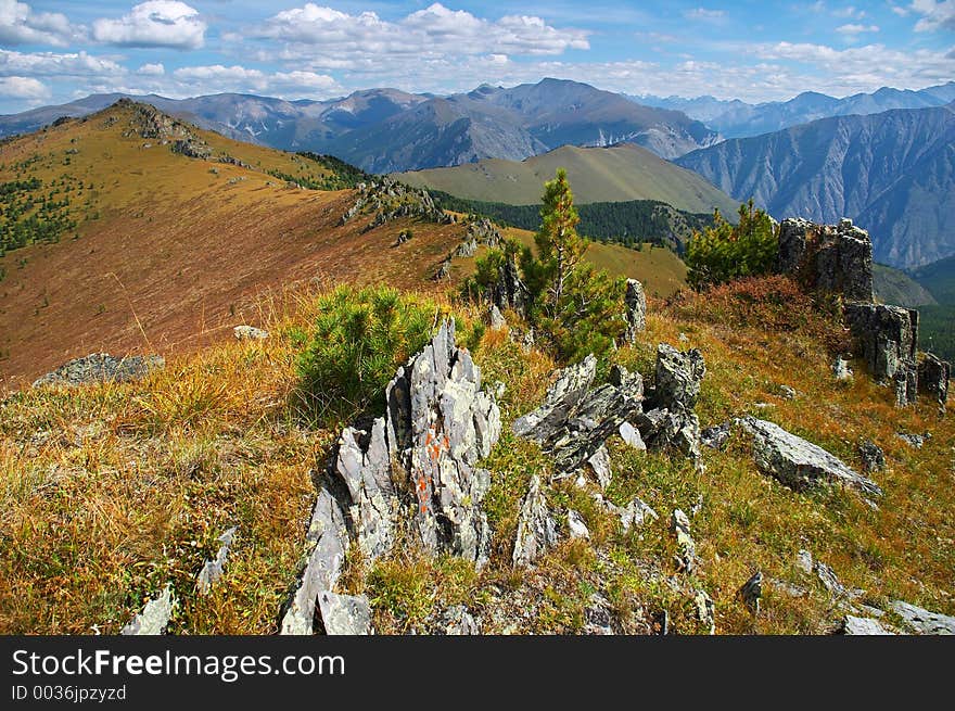 Yellow mountains landscape