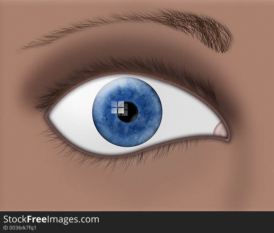 A close digital illustration of a human eye. A close digital illustration of a human eye