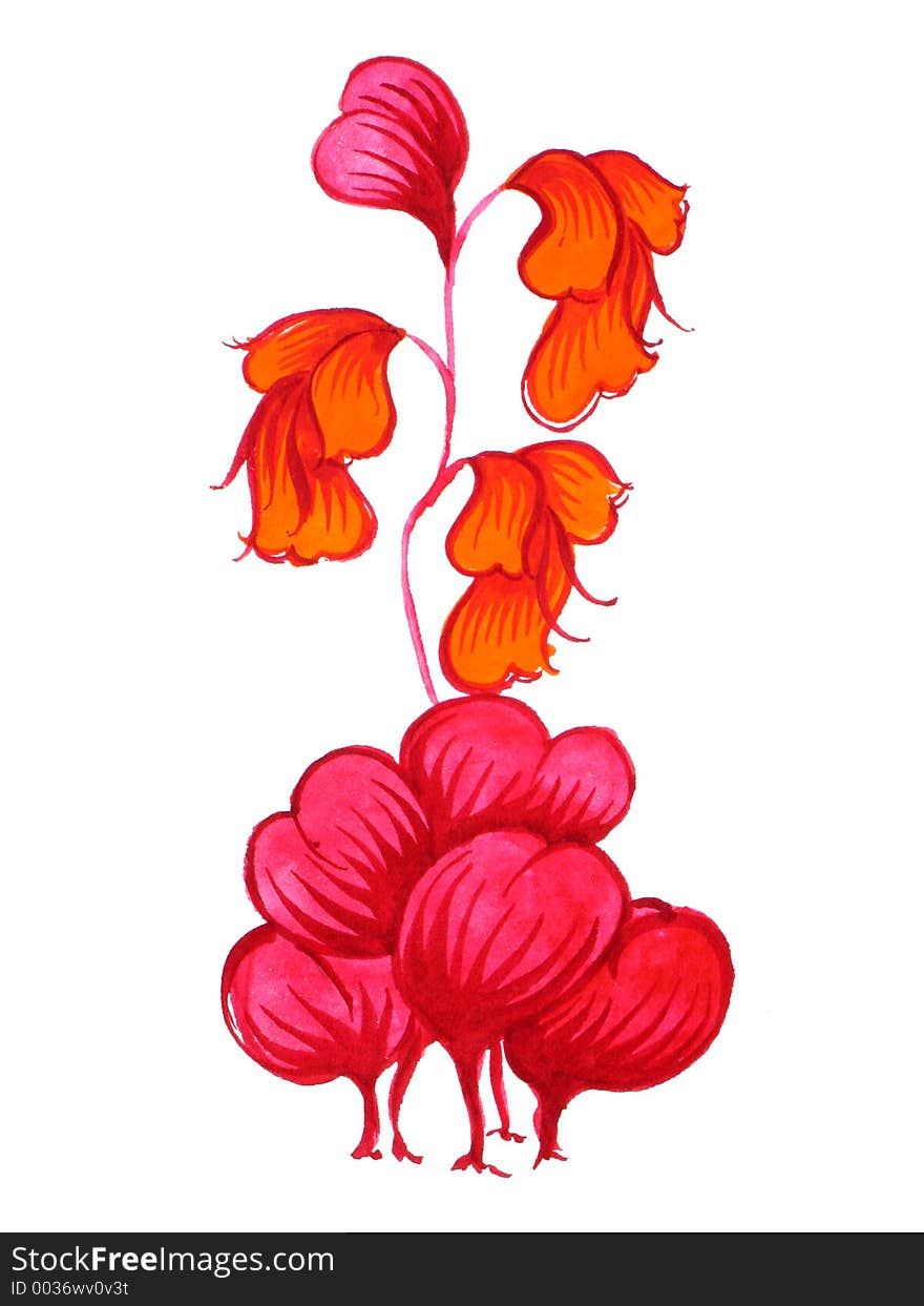 Red flowers. Scan of original painting (I'm creator)