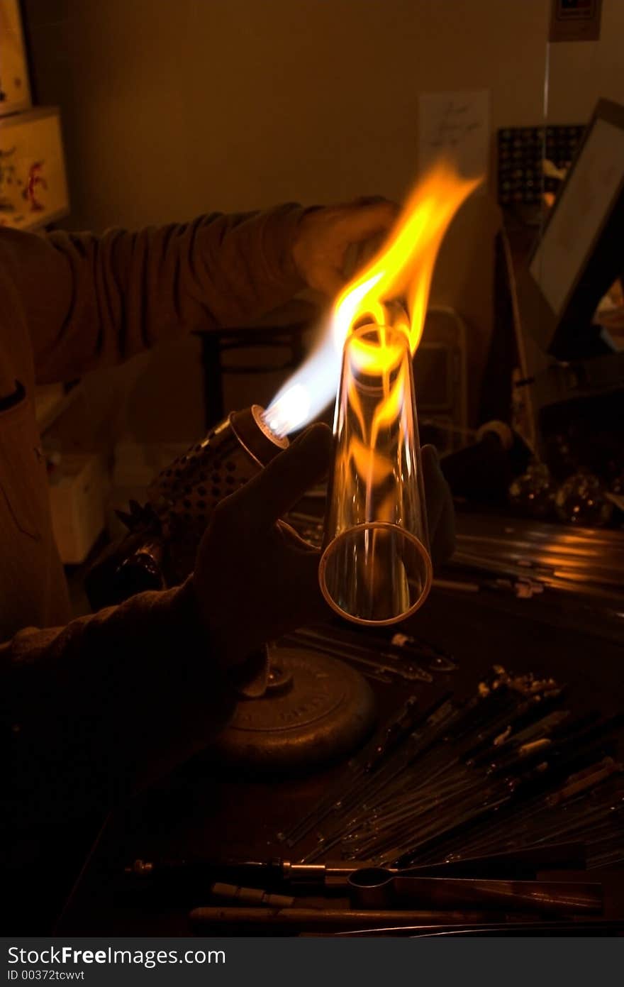 Glass blower at work