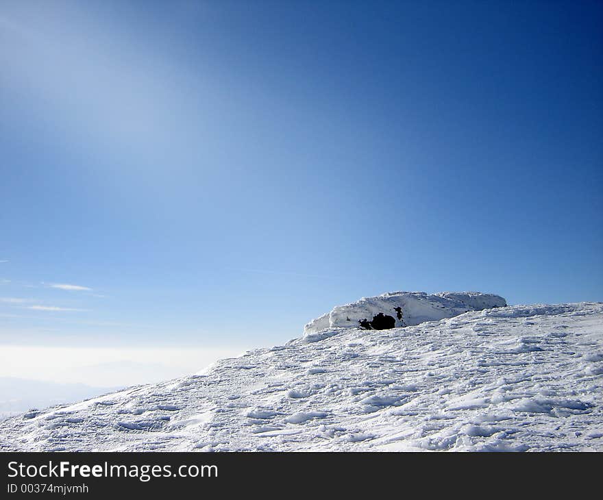 The top of a mountain. The top of a mountain