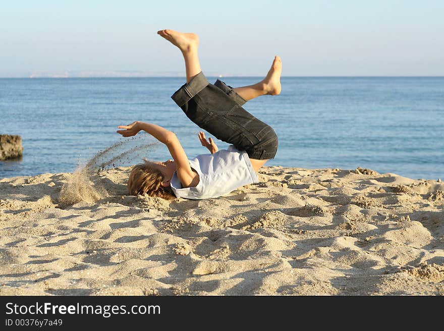 child playing happily in summer