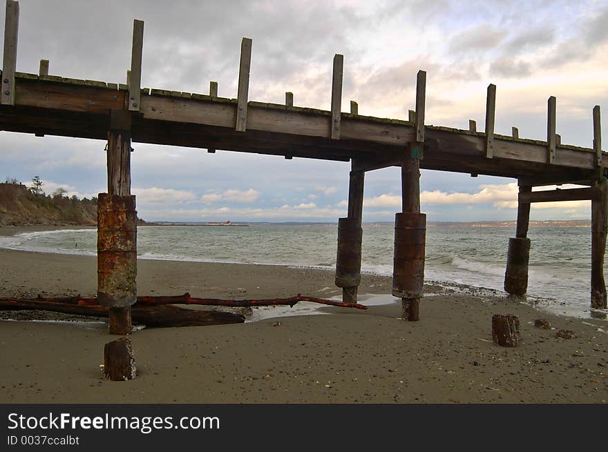 An old pier on a stormy afternoon