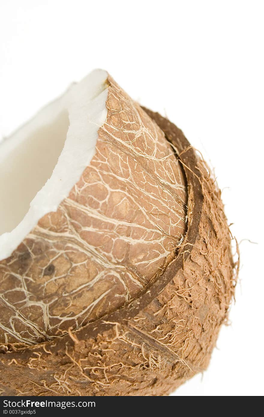 Closeup of a coconut isolated on white background. Closeup of a coconut isolated on white background