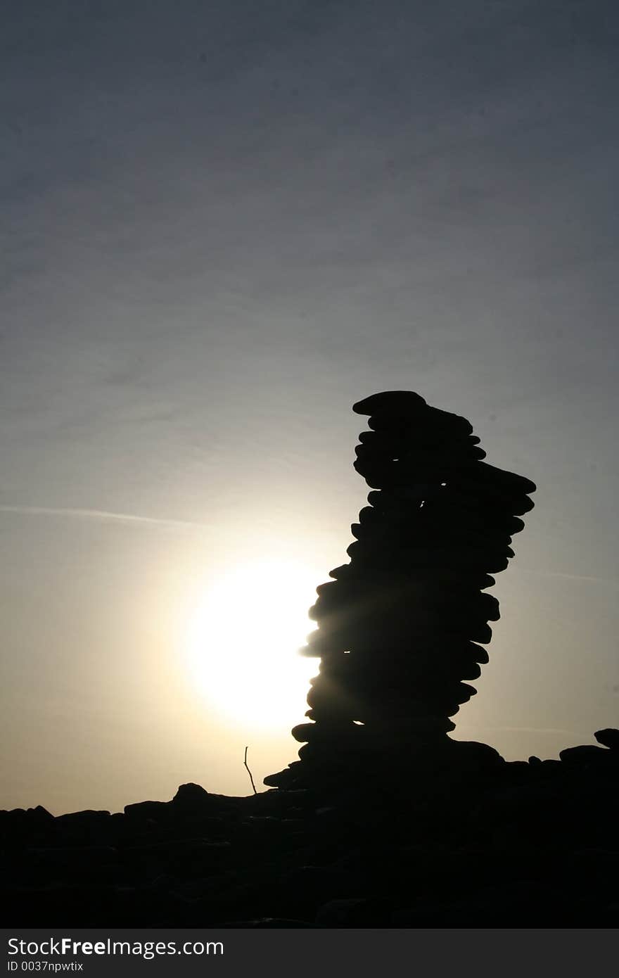 Human-built pile of stones in Northern-Europe