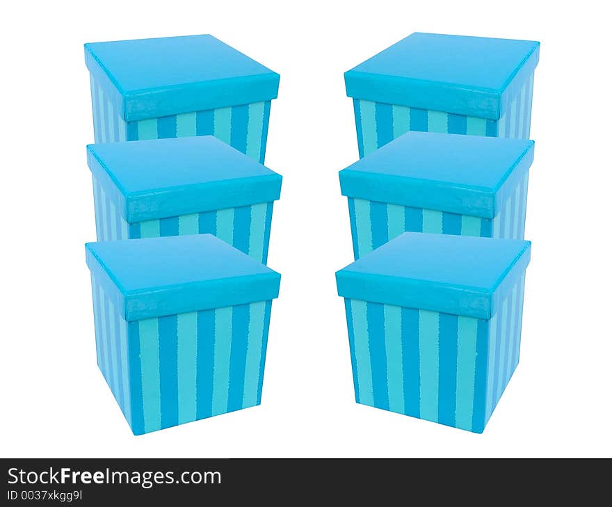 Blue present boxes. Blue present boxes