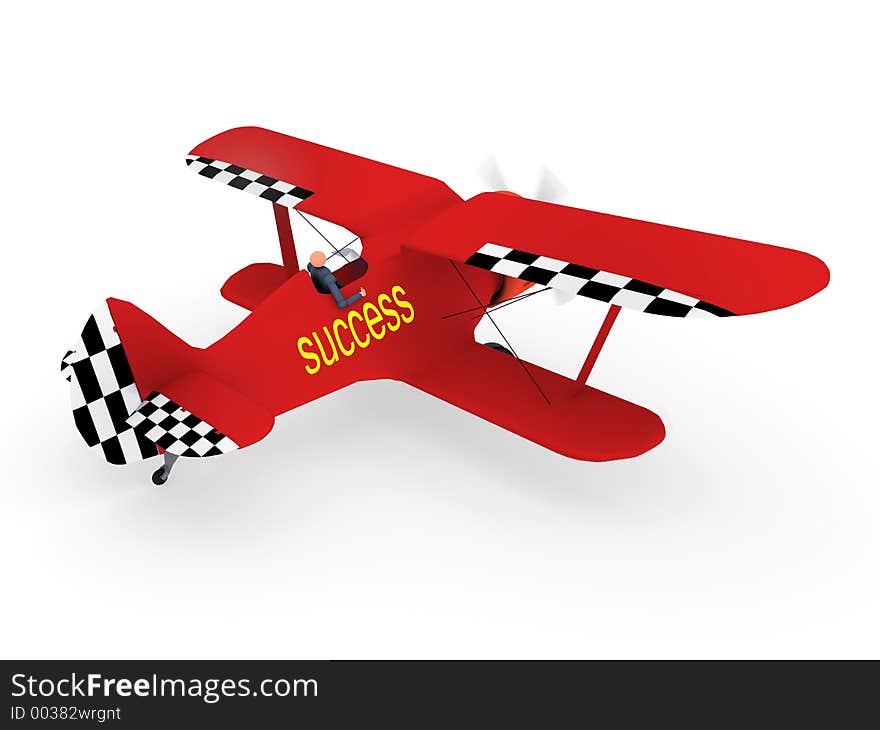 3d Businessman in a biplane. 3d Businessman in a biplane