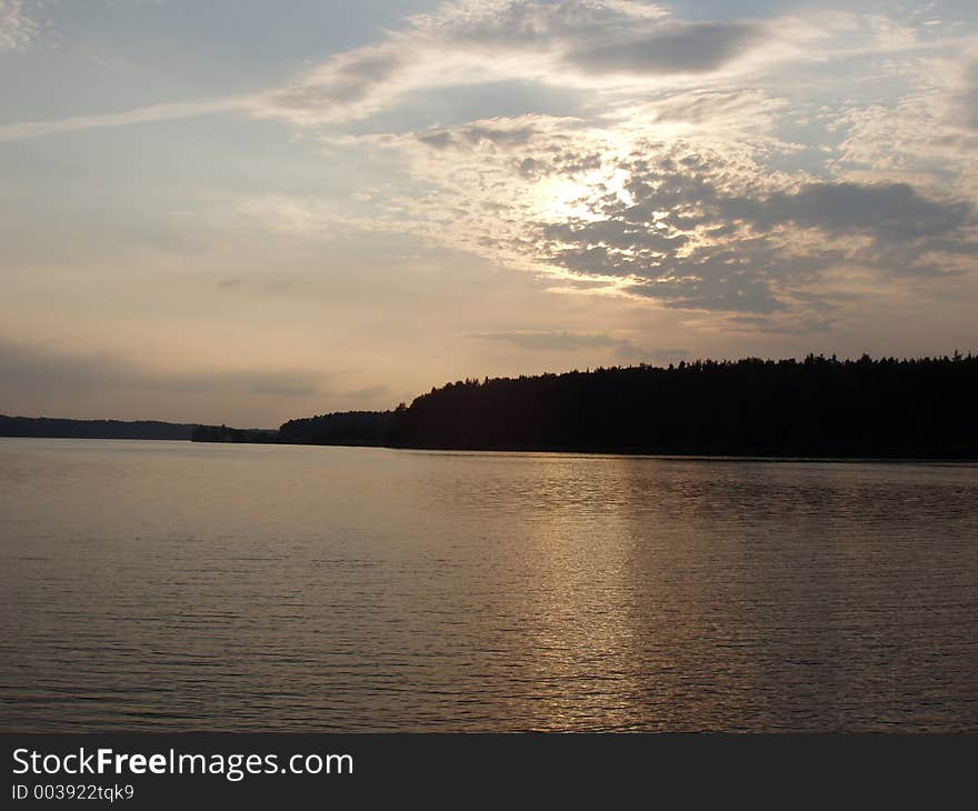 Sunset over river