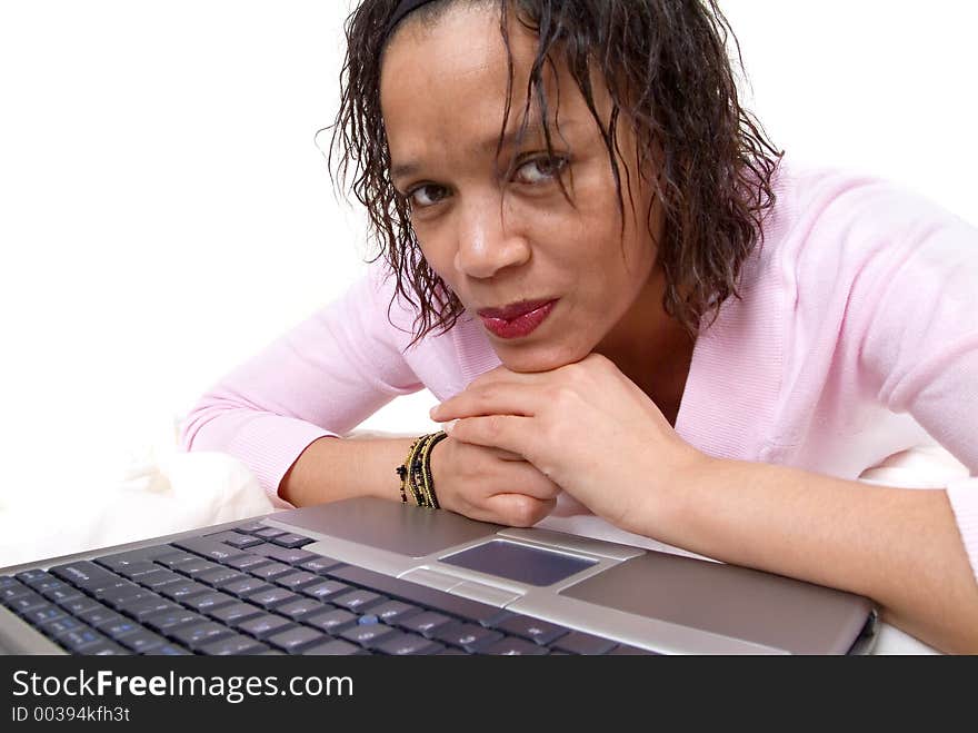 Woman at laptop. Woman at laptop