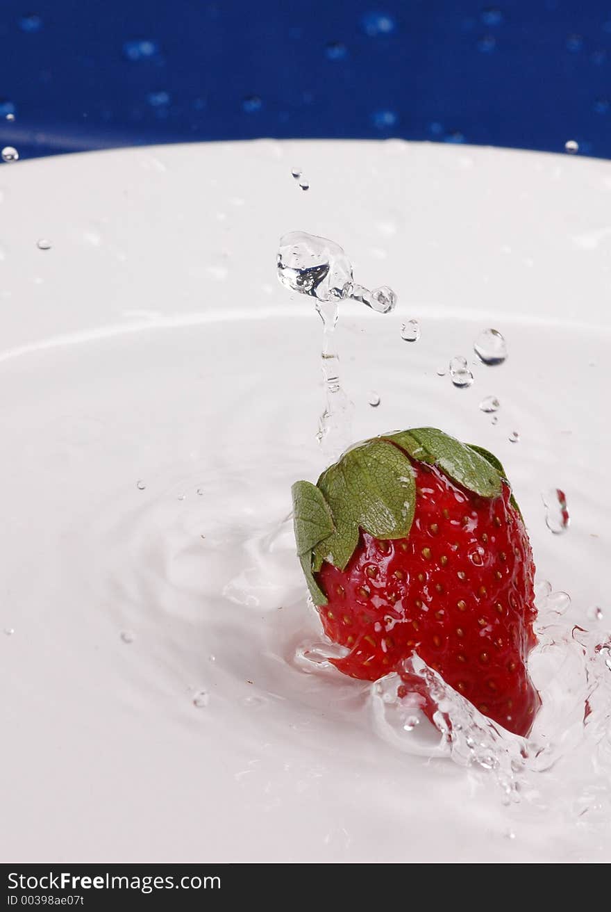 Strawberry in water. Strawberry in water