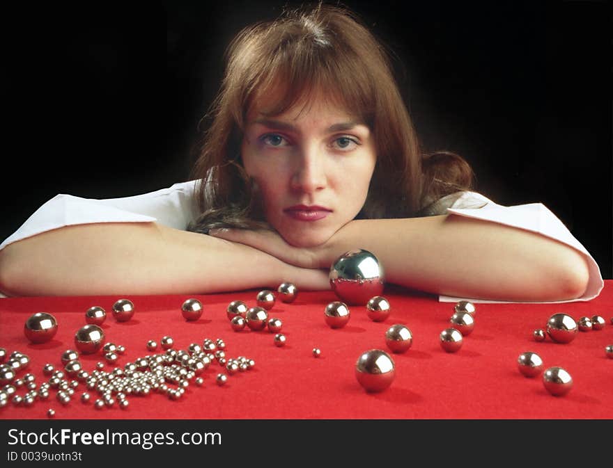 Portrait of a girl with the metal balls. Portrait of a girl with the metal balls