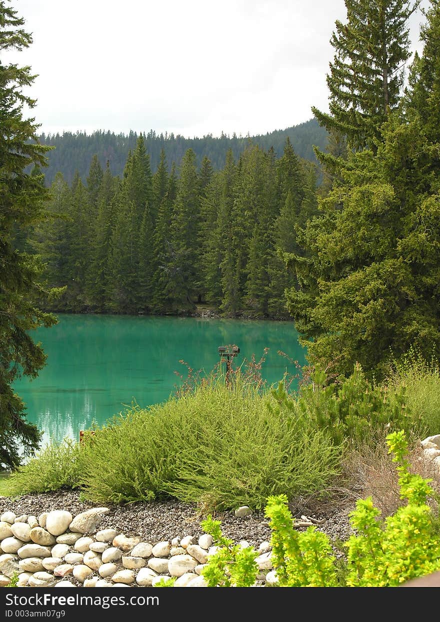 A lake in the rocky mountains. A lake in the rocky mountains