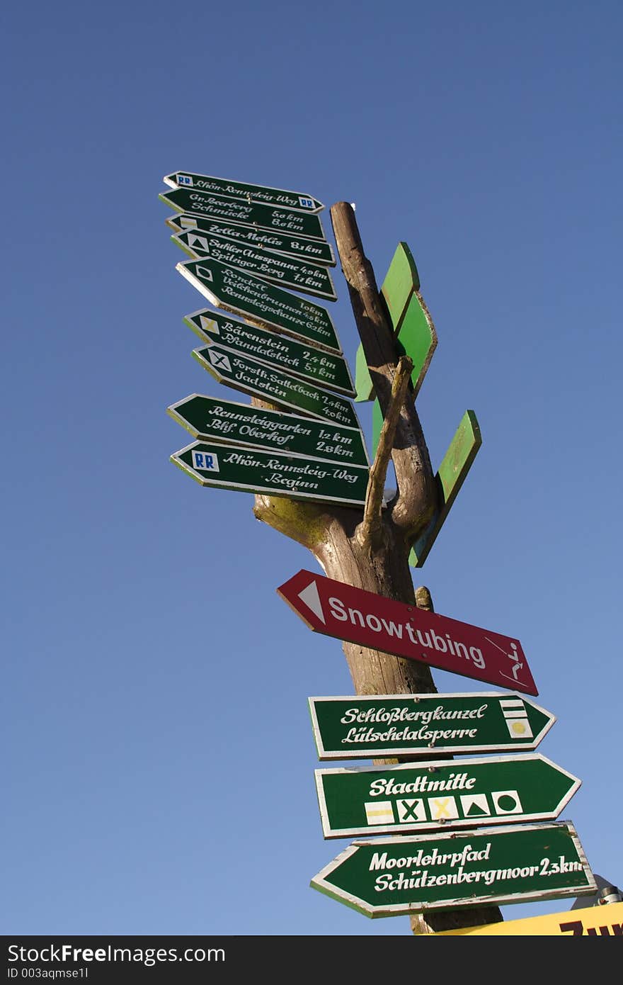 Signpost in Oberhof, East Germany. Signpost in Oberhof, East Germany