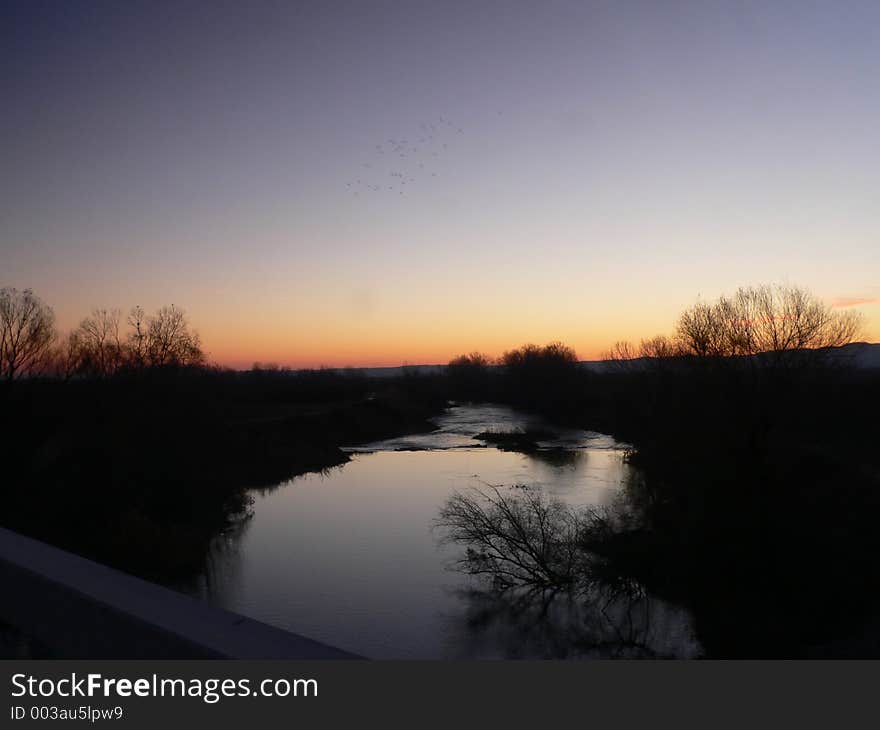 River at sunset