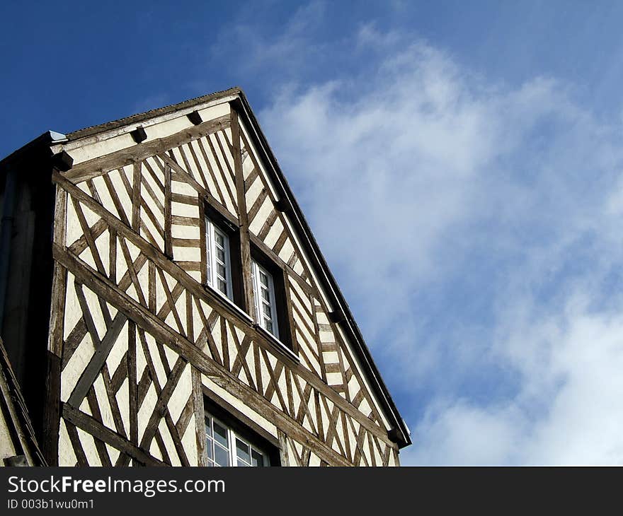 Traditional french rural house front in famous Chartres city. Traditional french rural house front in famous Chartres city