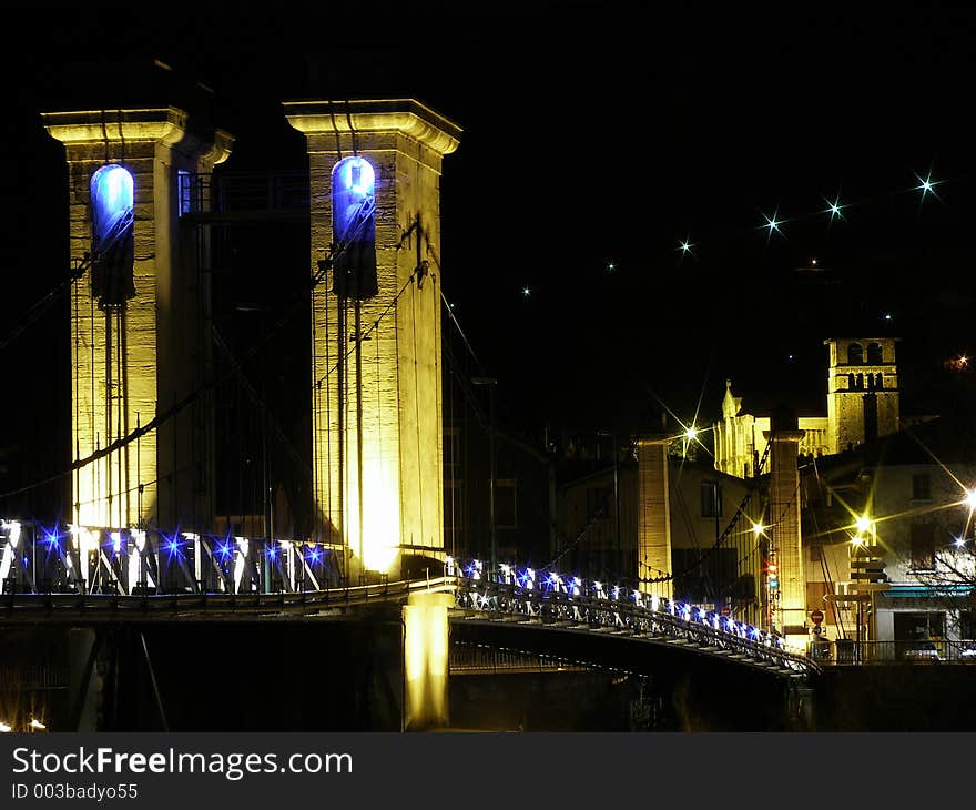 Bridge and old village in france