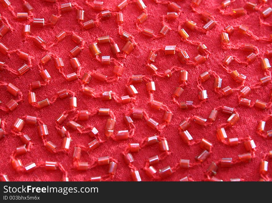 Red Beaded Fabric