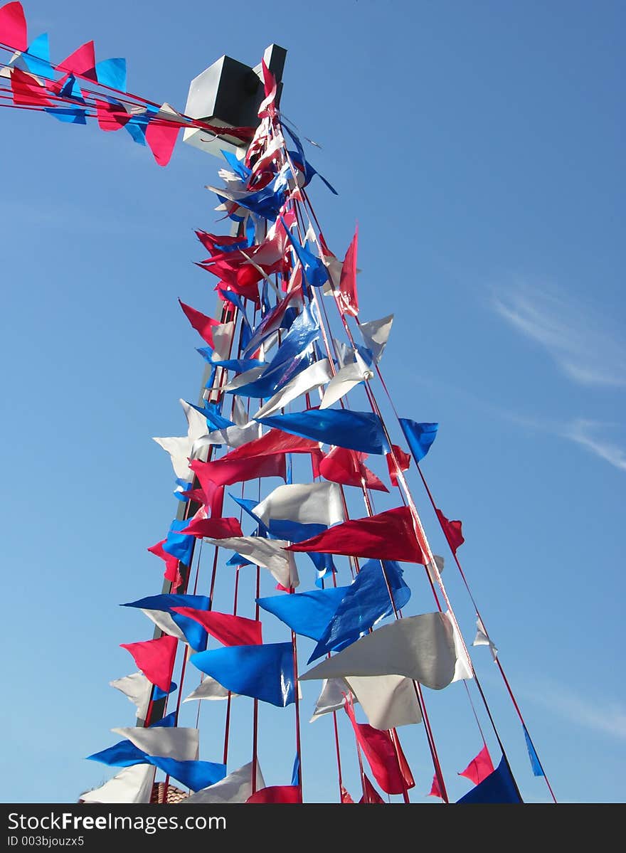 Blue sky & patriotic pennants. Blue sky & patriotic pennants