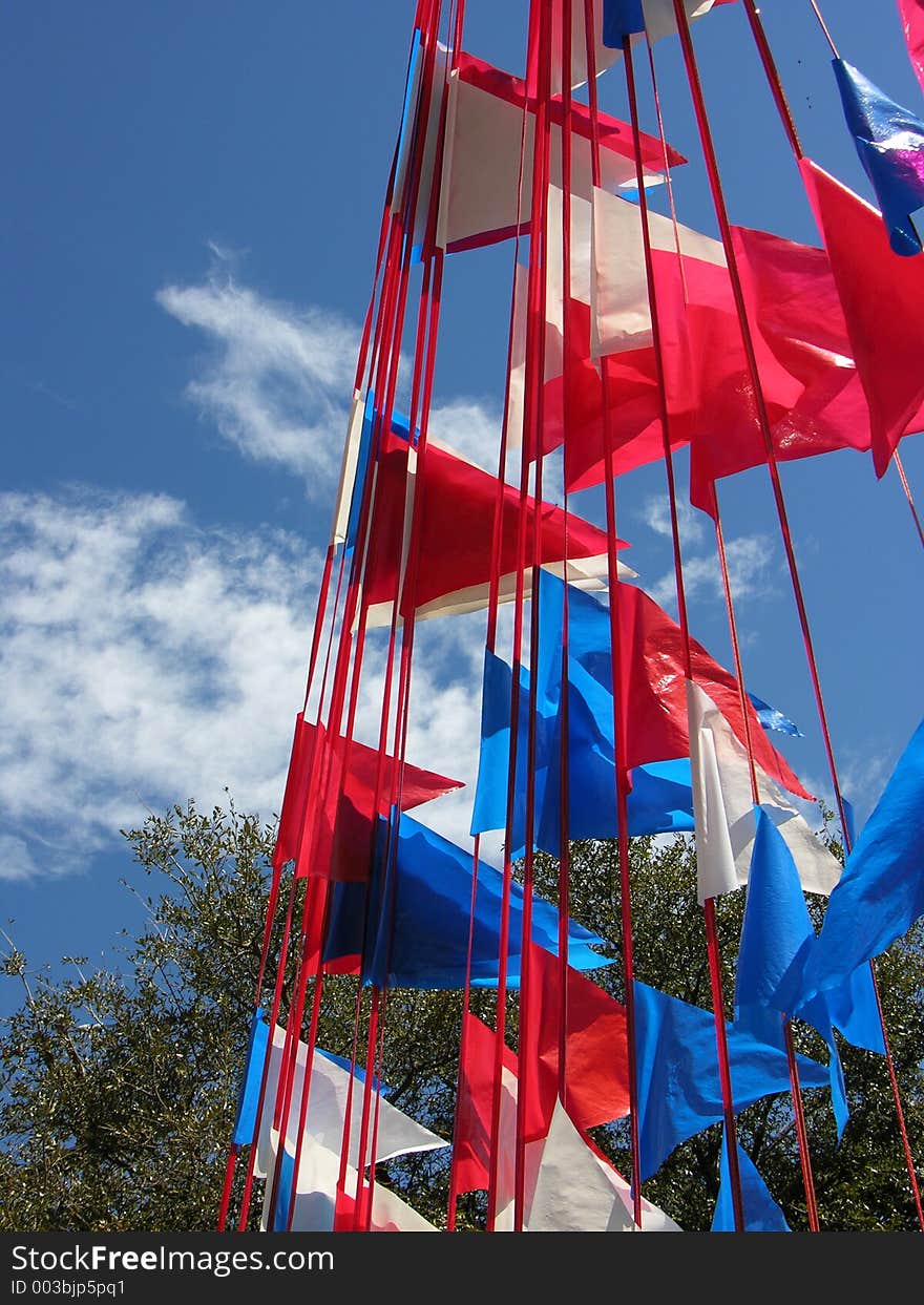 Blue sky & patriotic pennants. Blue sky & patriotic pennants